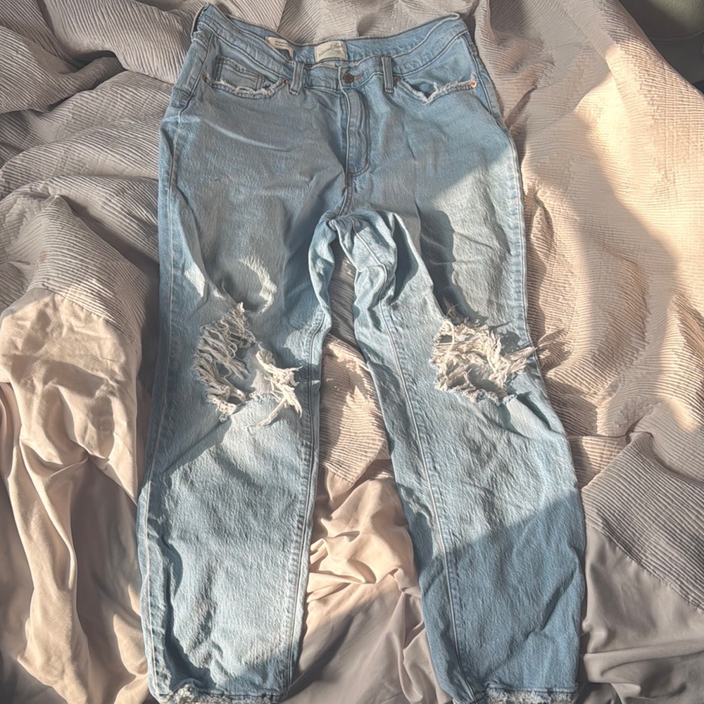 Distressed Light Blue Denim Jeans